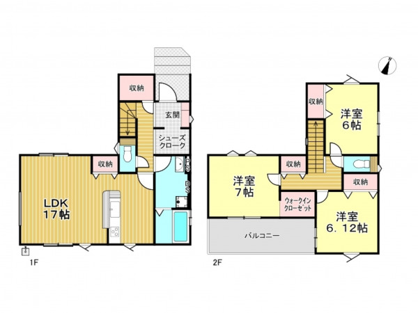 春日部市豊町、新築一戸建ての間取り画像です