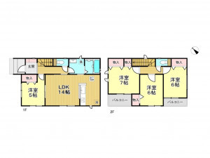 春日部市粕壁東、新築一戸建ての間取り画像です