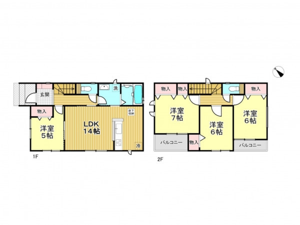 春日部市粕壁東、新築一戸建ての間取り画像です