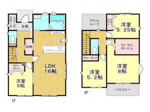 春日部市西金野井、新築一戸建ての間取り画像です