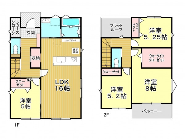 春日部市西金野井、新築一戸建ての間取り画像です
