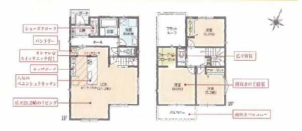 春日部市西金野井、新築一戸建ての間取り画像です