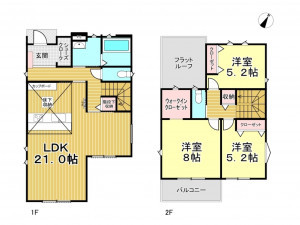 春日部市西金野井、新築一戸建ての間取り画像です