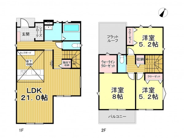 春日部市西金野井、新築一戸建ての間取り画像です