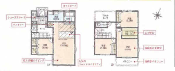 春日部市西金野井、新築一戸建ての間取り画像です
