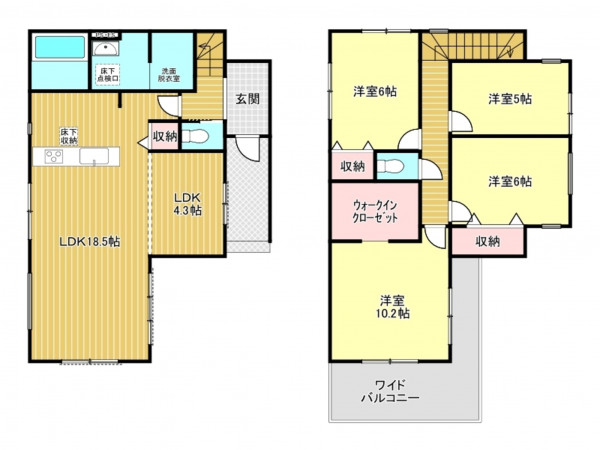 春日部市中央、新築一戸建ての間取り画像です