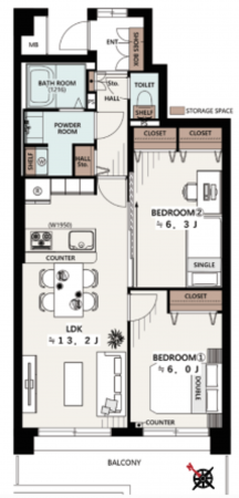 春日部市下蛭田、中古マンションの間取り画像です