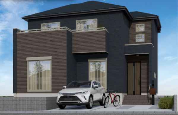 春日部市下蛭田、新築一戸建ての完成予想図（外観）画像です