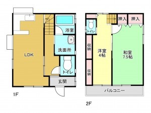 春日部市南、中古一戸建ての間取り画像です