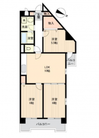 春日部市大畑、中古マンションの間取り画像です