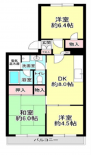 春日部市道口蛭田、中古マンションの間取り画像です
