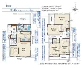春日部市備後西、新築一戸建ての間取り画像です