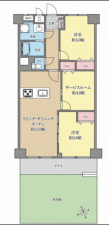 春日部市谷原、中古マンションの間取り画像です