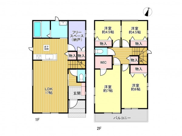 春日部市本田町、新築一戸建ての間取り画像です