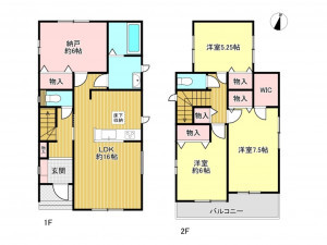 春日部市本田町、新築一戸建ての間取り画像です