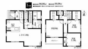 春日部市米島、新築一戸建ての間取り画像です
