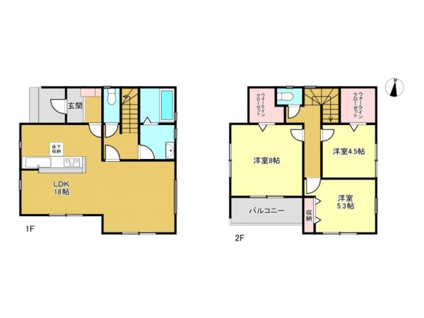 春日部市米島、新築一戸建ての間取り画像です