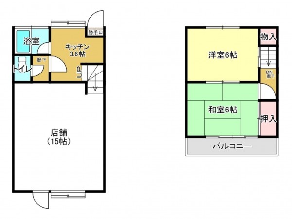 春日部市備後東、収益物件/店舗の間取り画像です