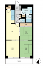 春日部市谷原、中古マンションの間取り画像です