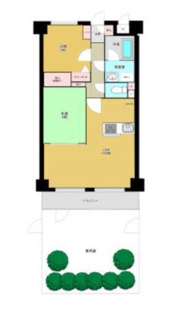 春日部市緑町、中古マンションの間取り画像です