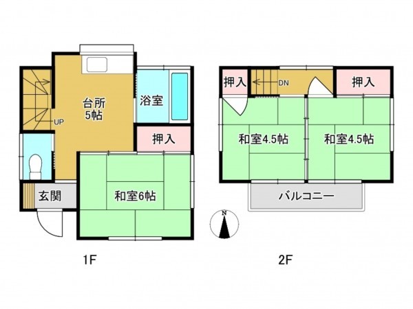 春日部市緑町、中古一戸建ての間取り画像です