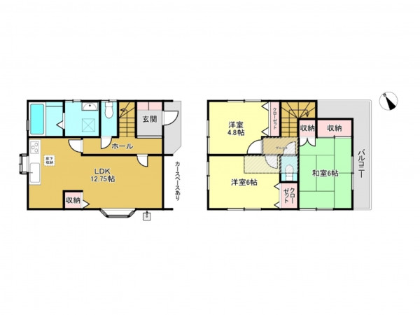 春日部市一ノ割、中古一戸建ての間取り画像です