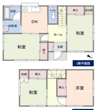 春日部市緑町、中古一戸建ての間取り画像です
