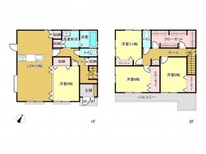 春日部市中央、新築一戸建ての間取り画像です