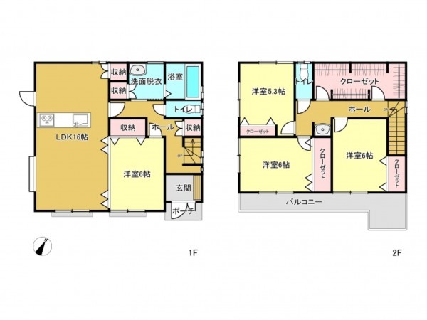 春日部市中央、新築一戸建ての間取り画像です