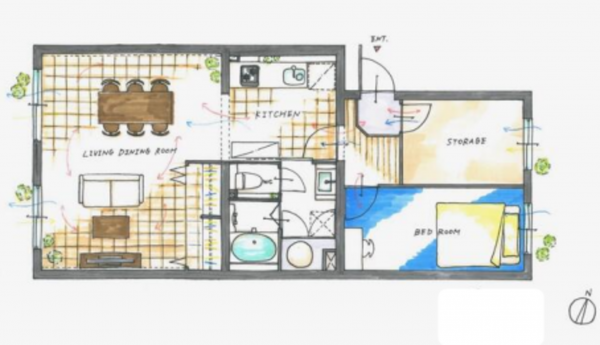 春日部市豊町、中古マンションの間取り画像です
