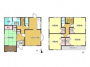 春日部市下柳、中古一戸建ての間取り画像です