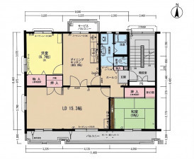 春日部市大沼、中古マンションの間取り画像です