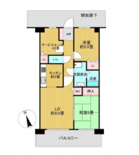 春日部市谷原、中古マンションの間取り画像です