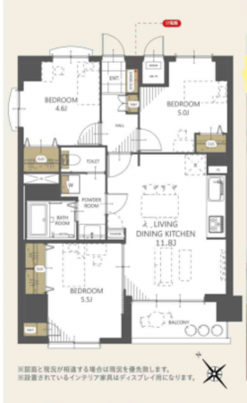 春日部市中央、中古マンションの間取り画像です