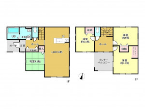 春日部市新宿新田、中古一戸建ての間取り画像です