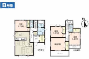 春日部市粕壁東、新築一戸建ての間取り画像です