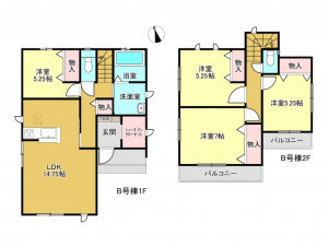 春日部市粕壁東、新築一戸建ての間取り画像です