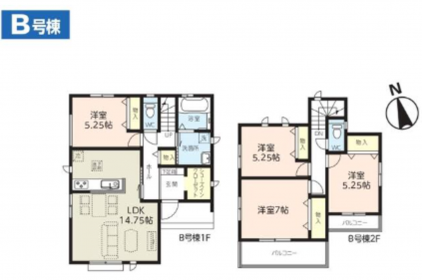 春日部市粕壁東、新築一戸建ての間取り画像です