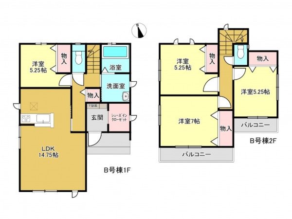 春日部市粕壁東、新築一戸建ての間取り画像です