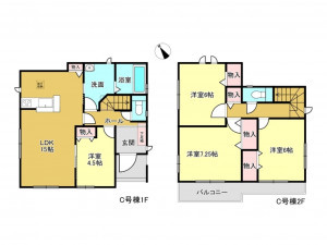 春日部市粕壁東、新築一戸建ての間取り画像です