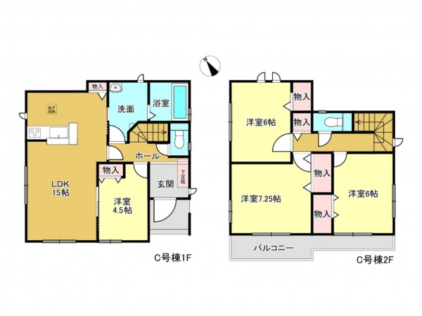 春日部市粕壁東、新築一戸建ての間取り画像です