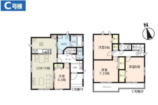 春日部市粕壁東、新築一戸建ての間取り画像です
