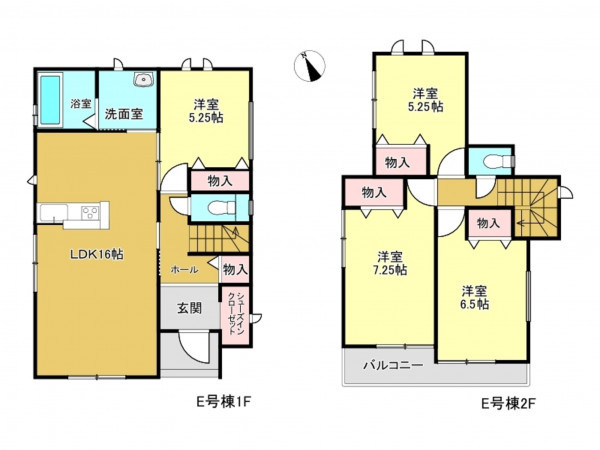 春日部市粕壁東、新築一戸建ての間取り画像です