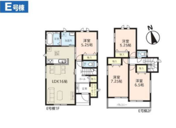 春日部市粕壁東、新築一戸建ての間取り画像です