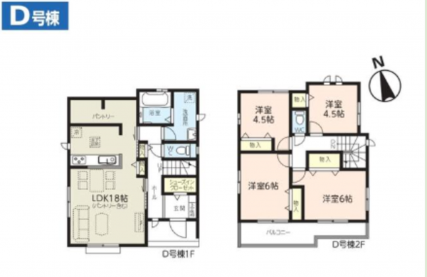 春日部市粕壁東、新築一戸建ての間取り画像です