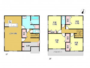 春日部市緑町、新築一戸建ての間取り画像です