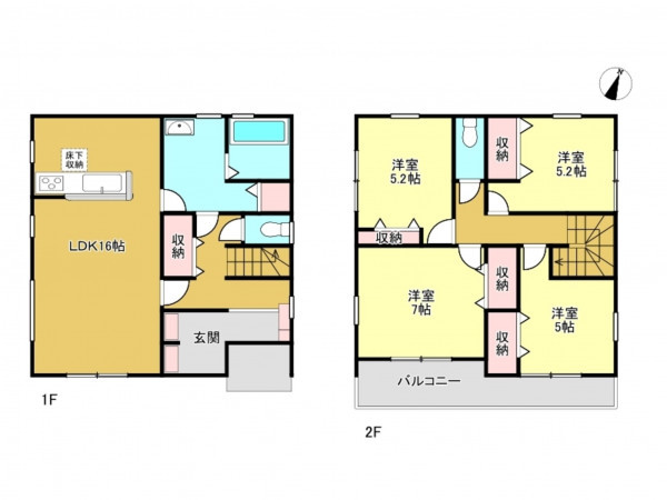 春日部市緑町、新築一戸建ての間取り画像です