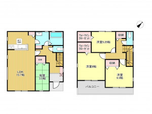 春日部市緑町、新築一戸建ての間取り画像です