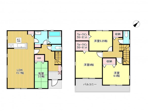 春日部市緑町、新築一戸建ての間取り画像です