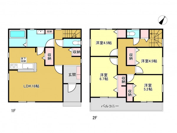 春日部市緑町、新築一戸建ての間取り画像です